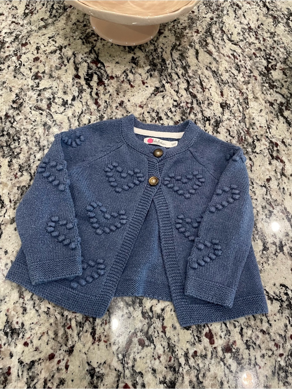 Mini Boden Blue Heart Bobble Knit Cardigan